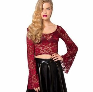 Rare Amelia Black Milk wine lace crop top goth